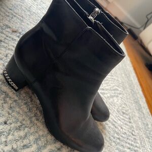 Michael Kors Black Ankle Boots with Silver Detail